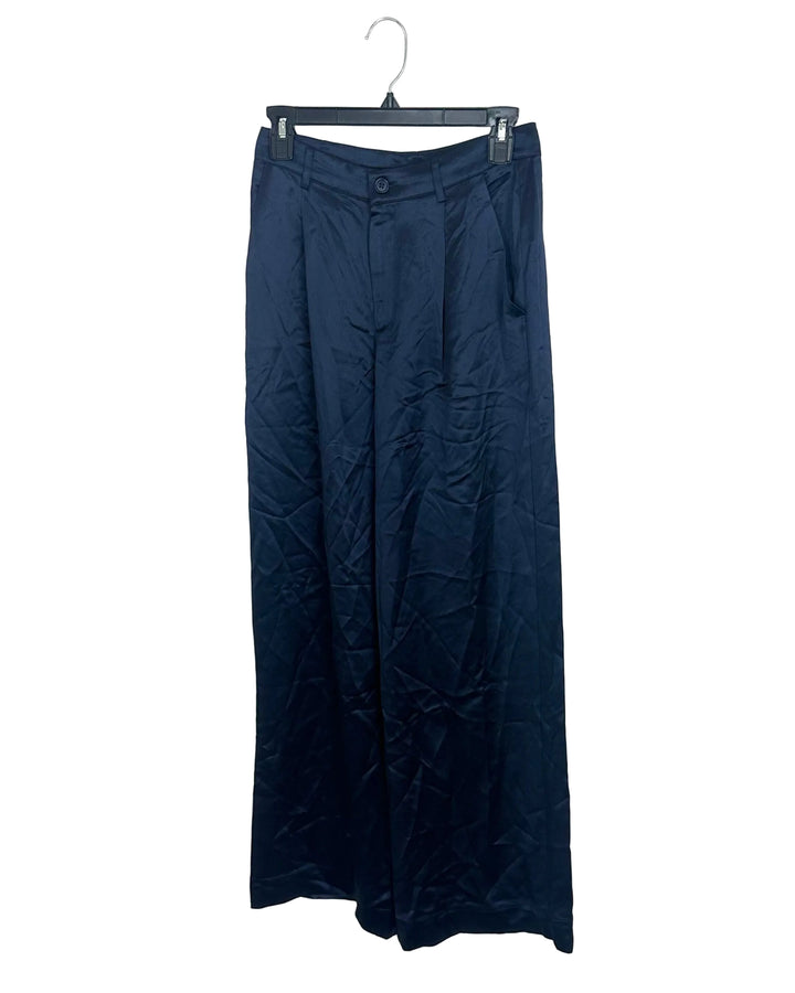Navy Blue Wide Leg Trousers - Size 0/2 and 2/4