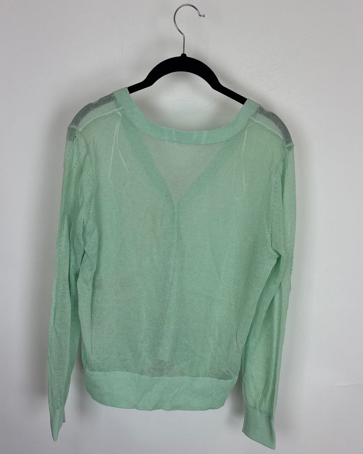 Mint Green Sheer Long Sleeve Cardigan - Size 4/6
