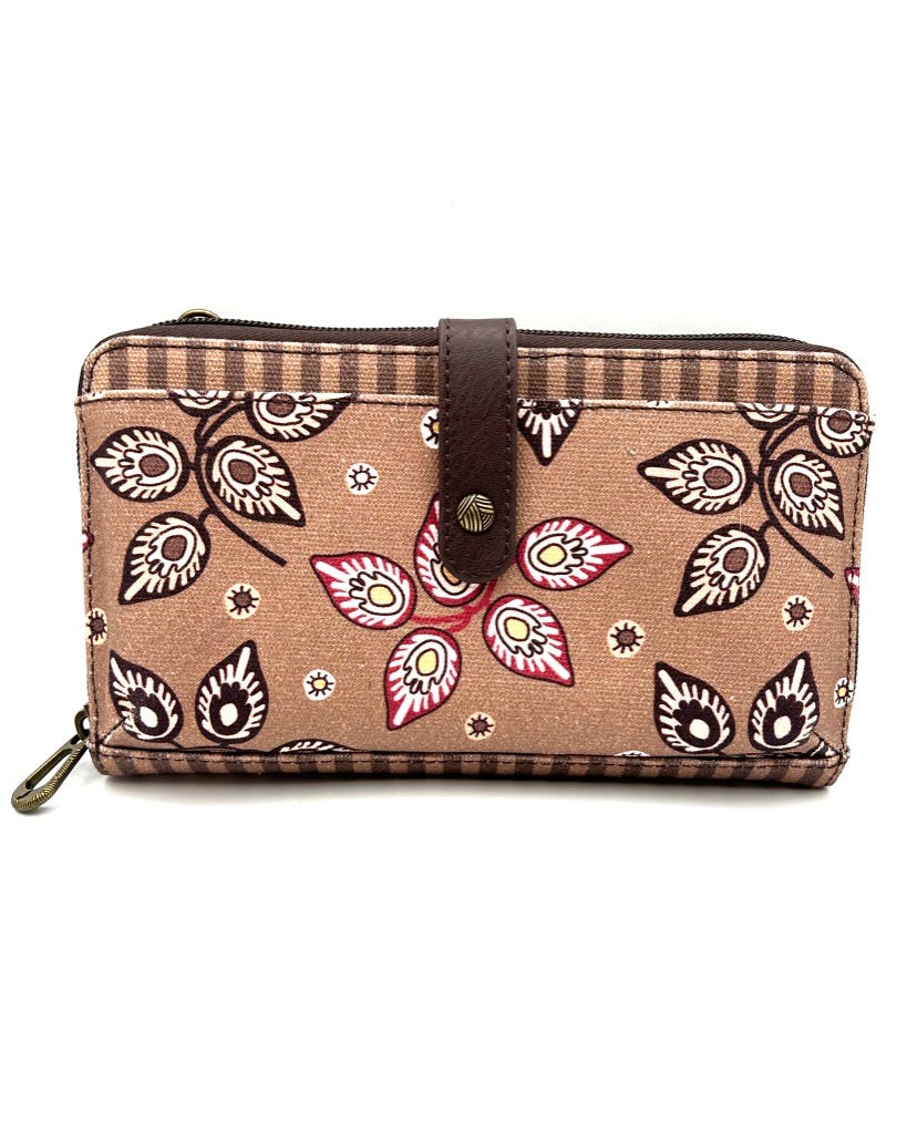Brown Pattern Crossbody Bag / Wristlet