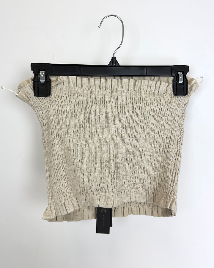 Smocked Elastic Beige Tube Top - Size 0/2