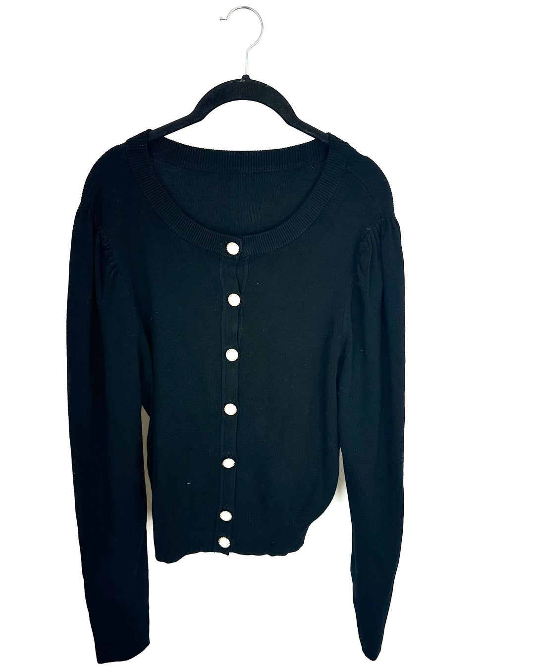 Black Faux Pearl Long Sleeve Cardigan - Size 4/6