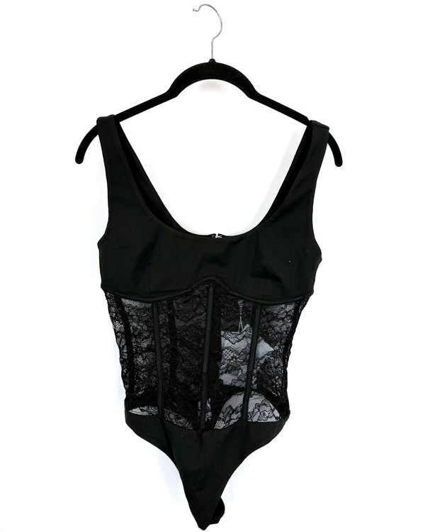 Black Lace Body Suit - Size 2/4