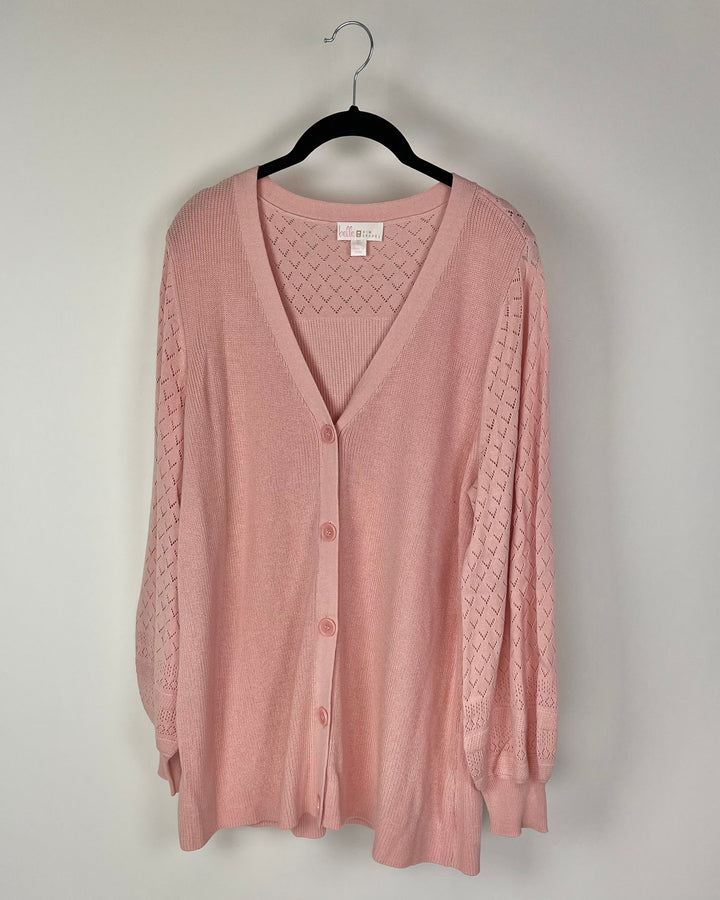 Light Pink Button Sweater - Size 14-16