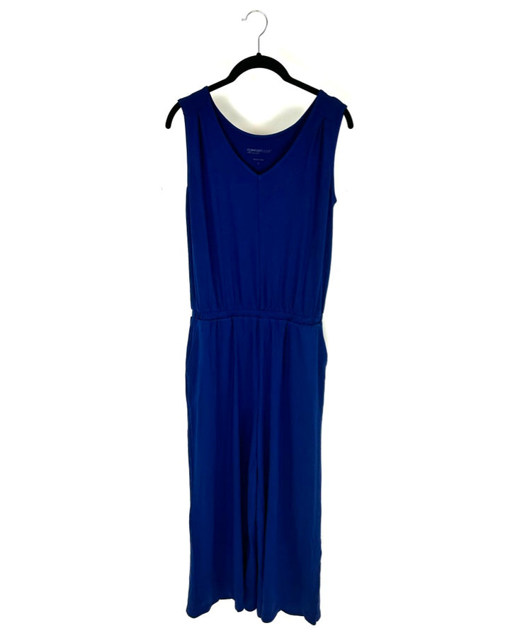 Solid Navy Blue Lounge Jumpsuit - Size 6-8