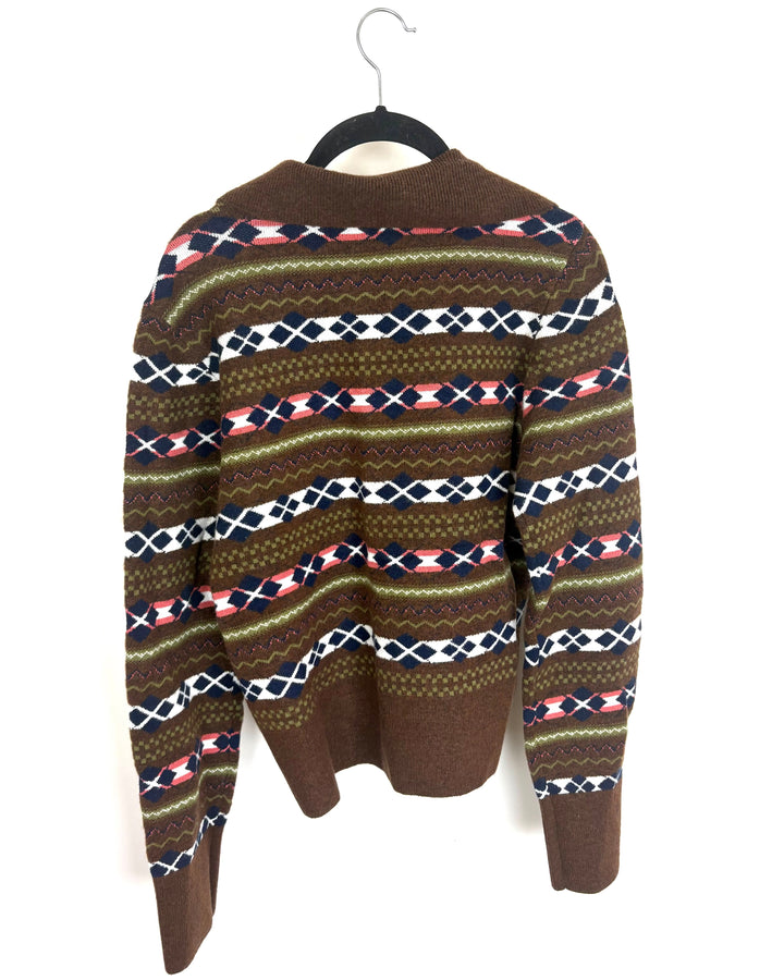 Brown Rustic V Neck Collared Sweater - Size 6/8