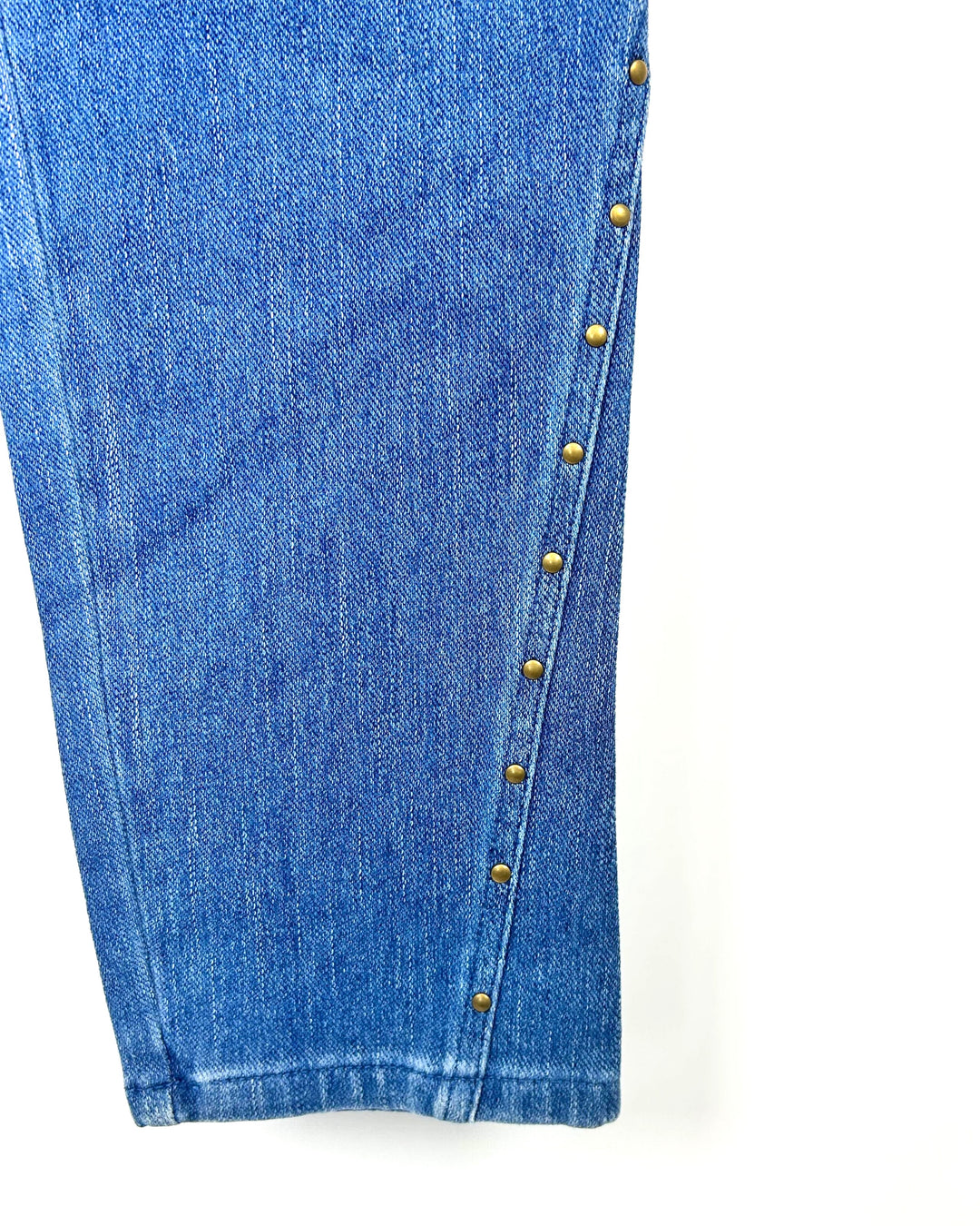 Medium Wash Bead Detail Denim Pants - Size 12