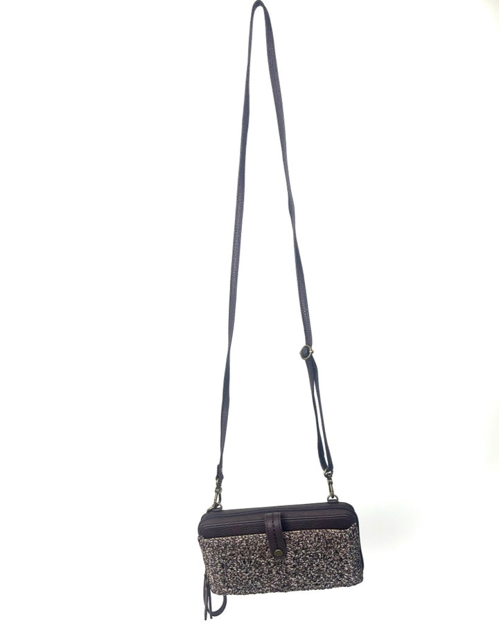 Brown Crochet Crossbody Bag / Wristlet