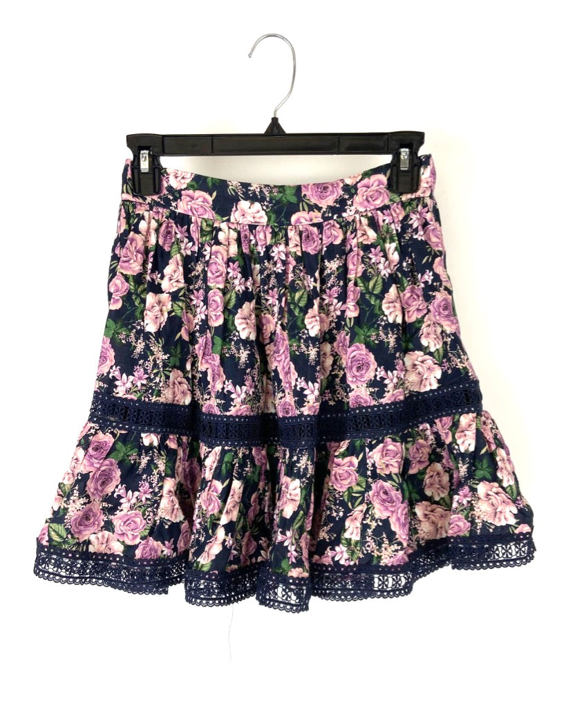 Linen Floral Skirt - Size 4-6
