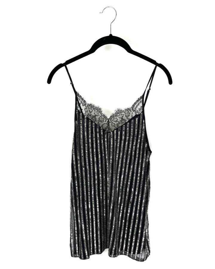 Silver Beaded Tank - Size 2-4