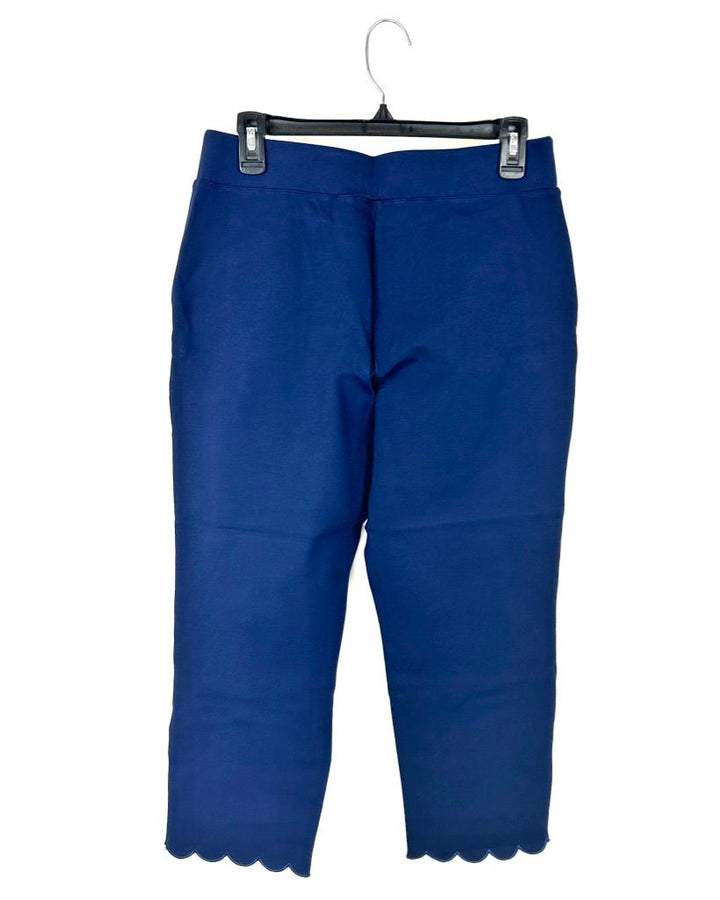 Navy Scallop Detail Pants - Size 12