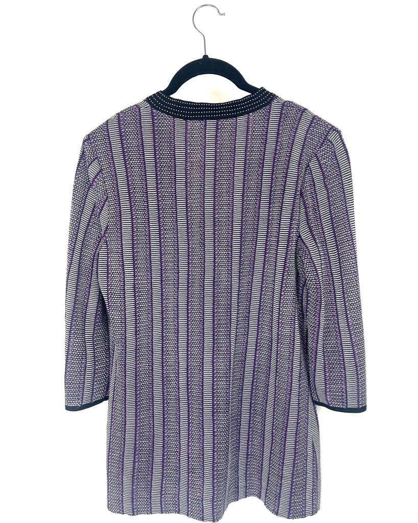 Misook Purple Striped Knit Cardigan - Size 6/8