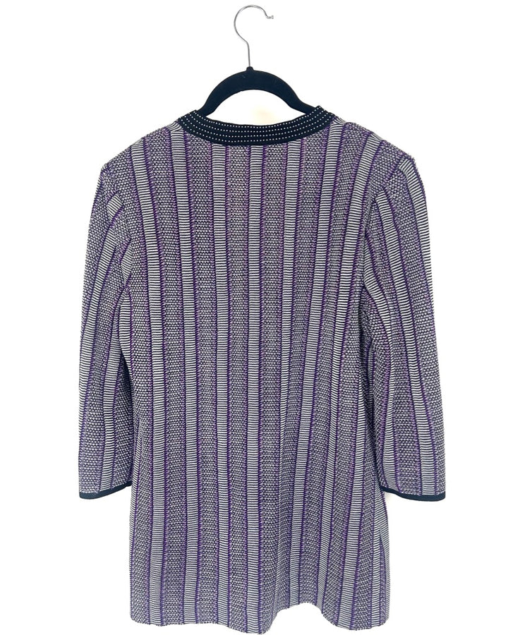 Misook Purple Striped Knit Cardigan - Size 6/8