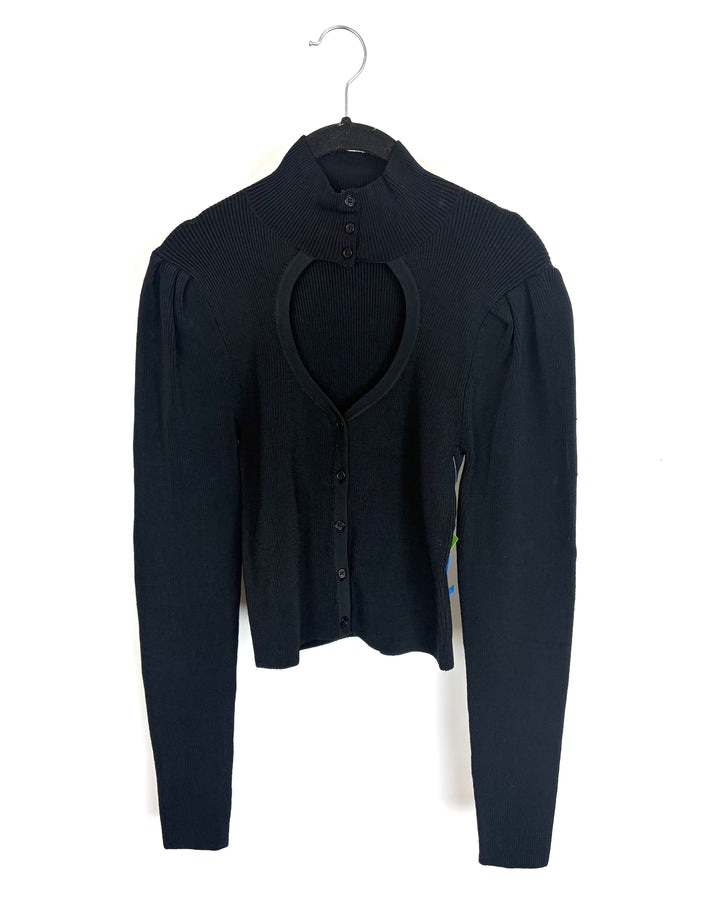 Black Turtle Neck Cutout Top - Size 2/4