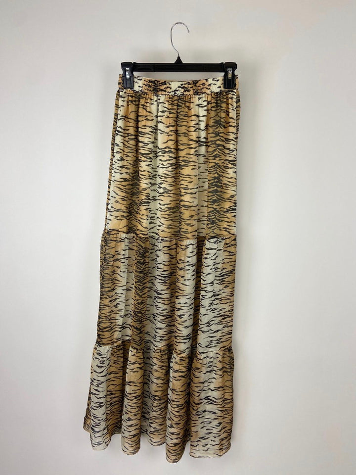 Tiger Print Ruffled Maxi Skirt - Size 2-4