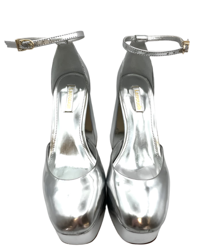 Silver Patent Leather Platform Heels - Size 5, 7 and 9.5
