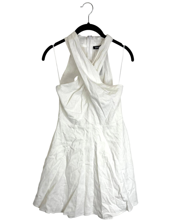 White Smocked Halter Mini Dress - Size 2/4
