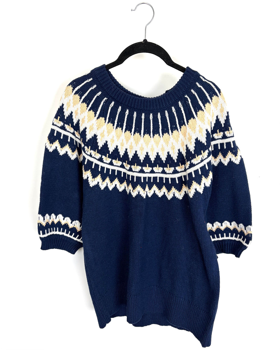 Navy Blue Short Sleeve Sweater - Size 6/8