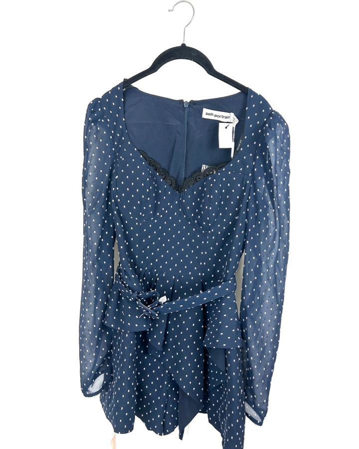 Self-Portrait Navy & White Romper - Size 6