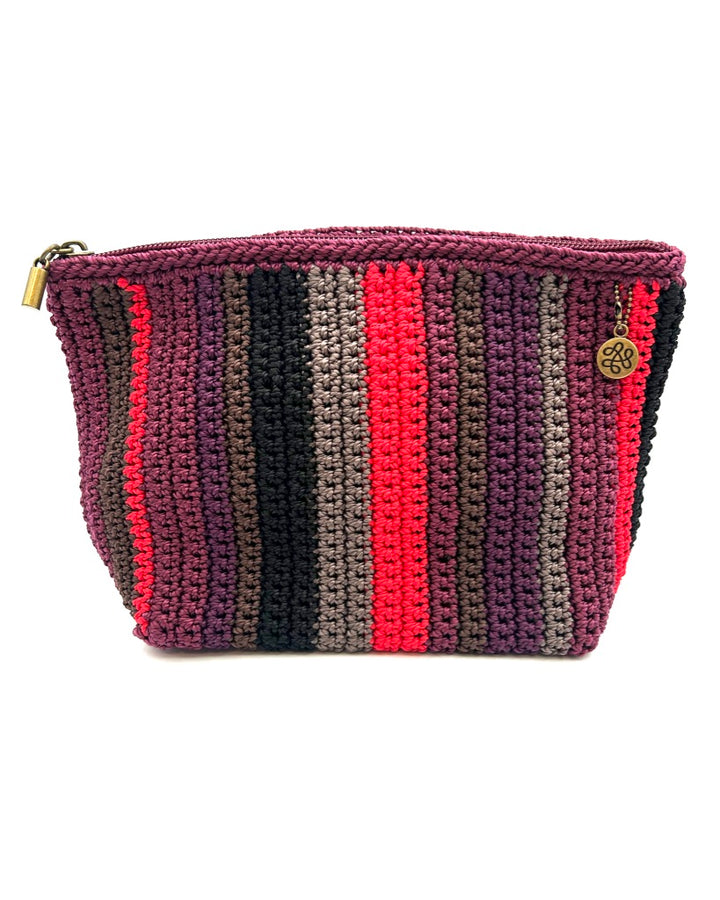 Burgundy Multicolor Crochet Pouch / Wristlet