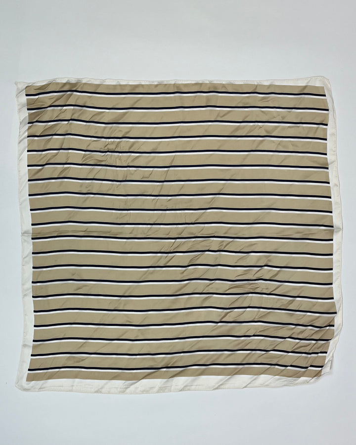 Nude, Navy Blue and White Striped Printed Multi Wear Scarf