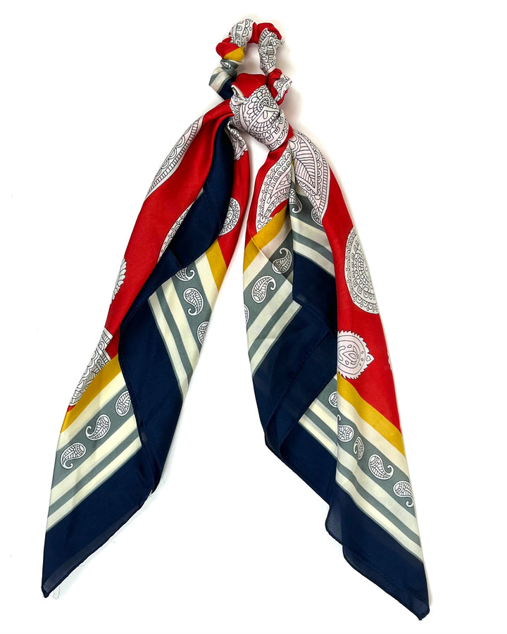 Red, Blue and Grey Abstract Printed Multi Wear Scarf