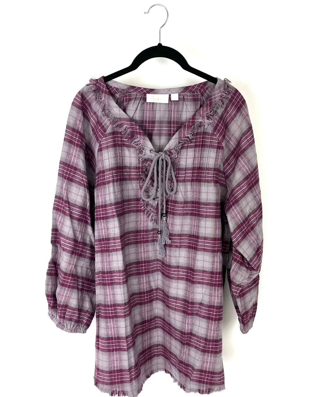 Pink and Gray Flannel Top - Size 10-12