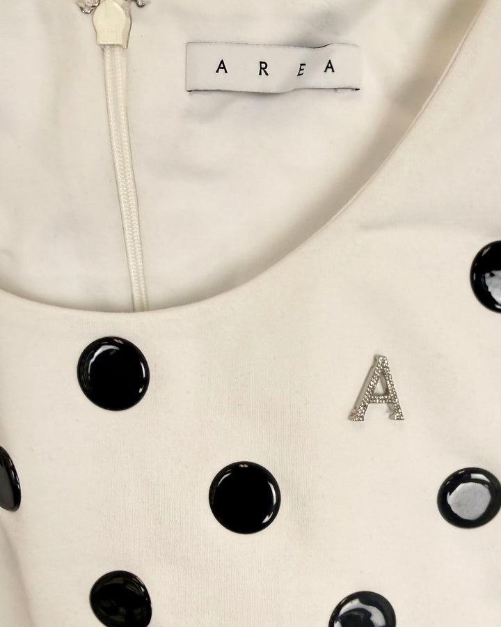 Polka Dot White Body Suit- Size 2/4