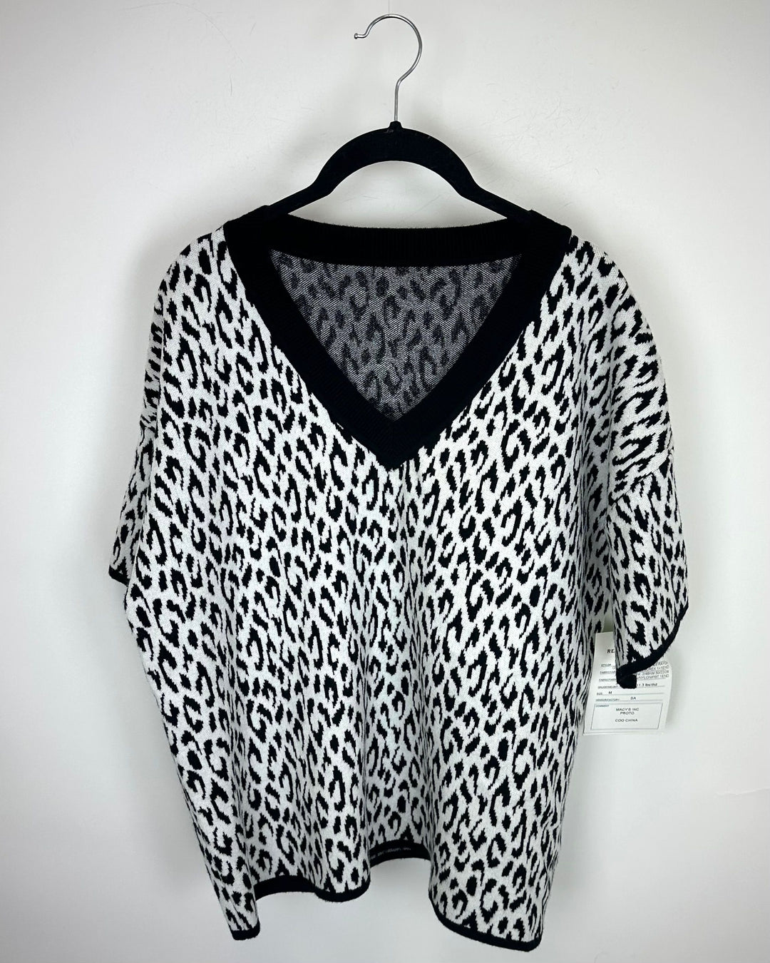 Black and White Cheetah Print Knit Top - Size 6/8