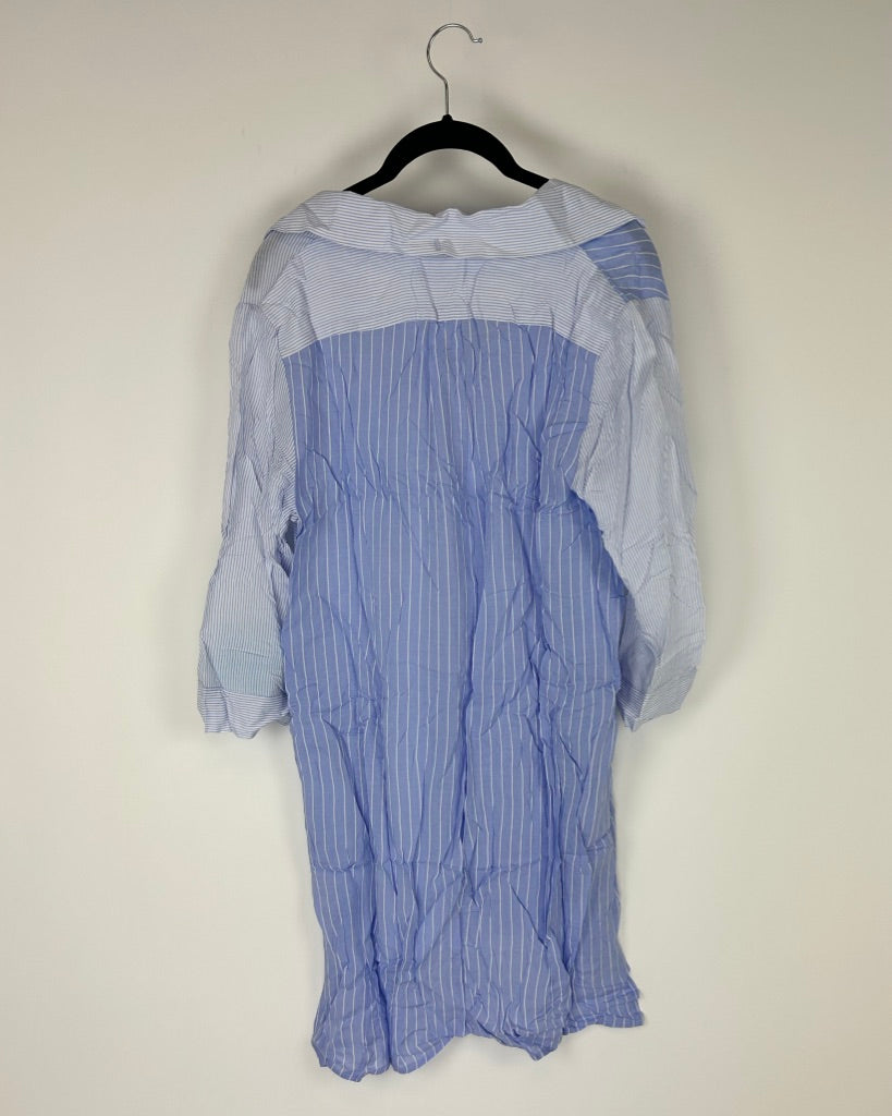 Blue Striped Button Down Sleep Shirt - Size 4/6