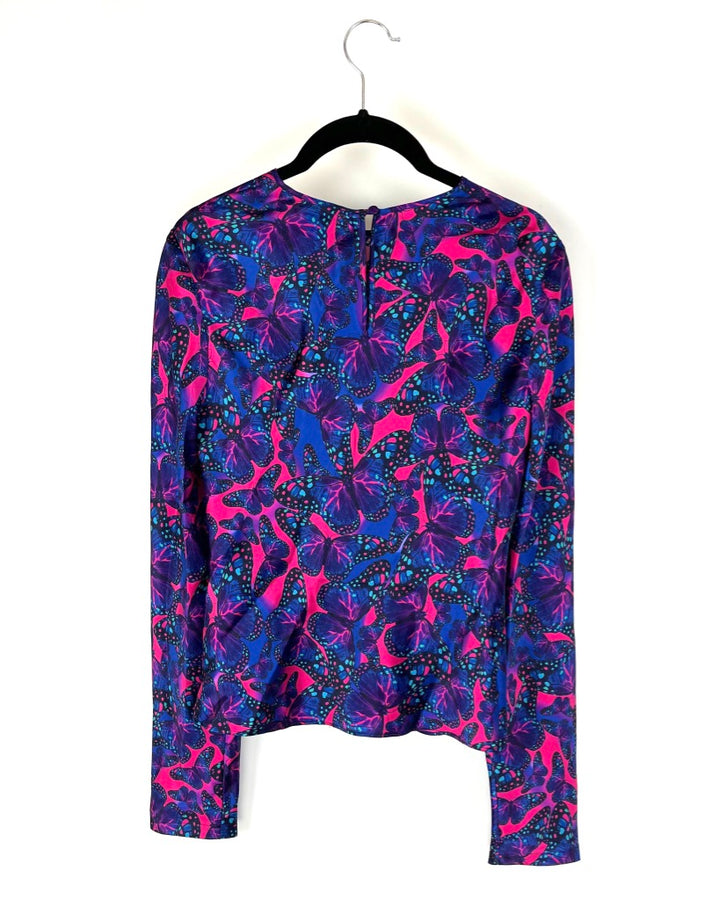Blue, Pink, and Purple Butterfly Top - Size 2-4