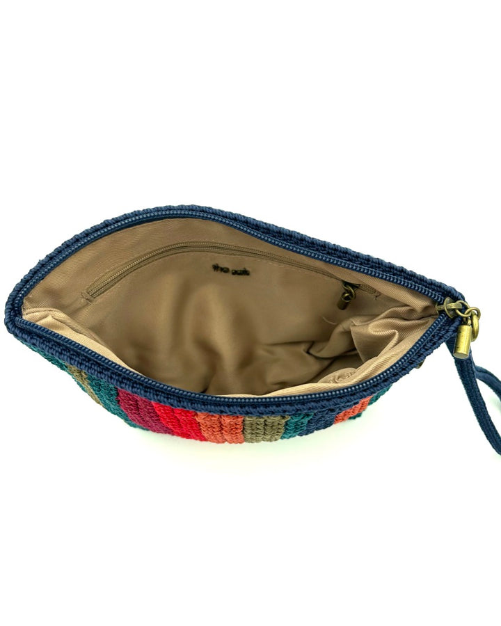 Blue Multicolor Crochet Pouch / Wristlet