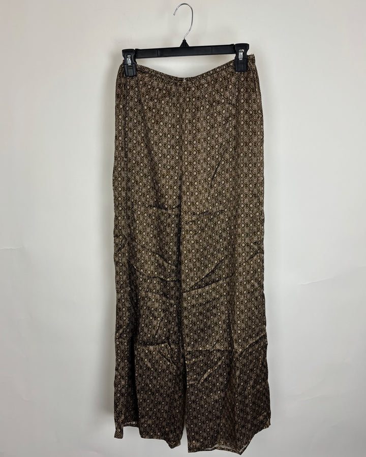 Brown Flowy Silk Pants - Size 0/2