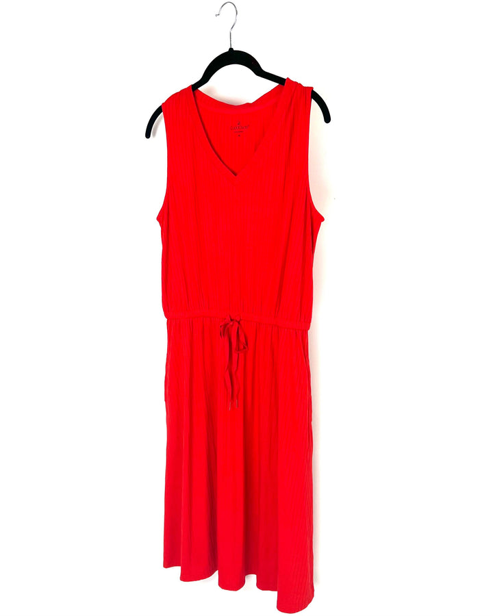 Red V-Neck Tie Dress - Size 8/10