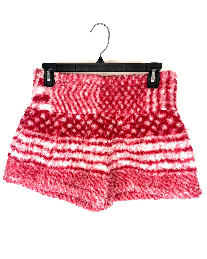 Red and White Fleece Pajama Shorts - Small