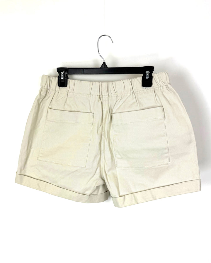 Khaki Adjustable Drawstring Shorts - Size 12/14