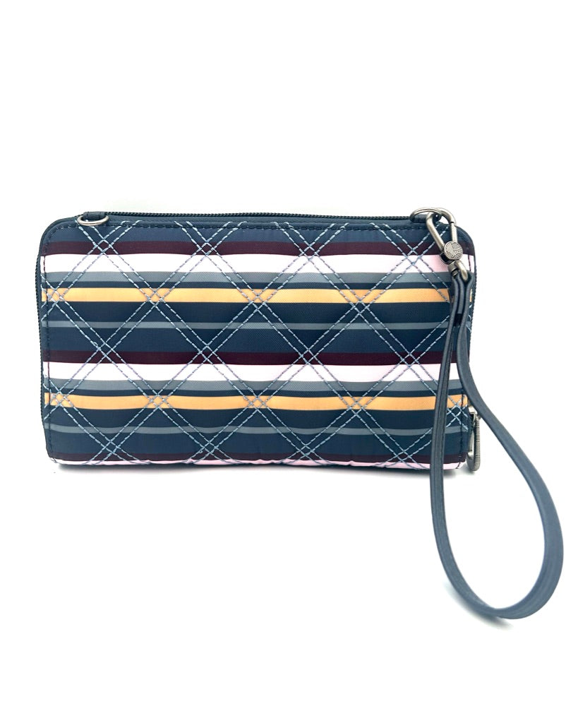 Blue Quilted Multicolor Crossbody Bag / Wristlet