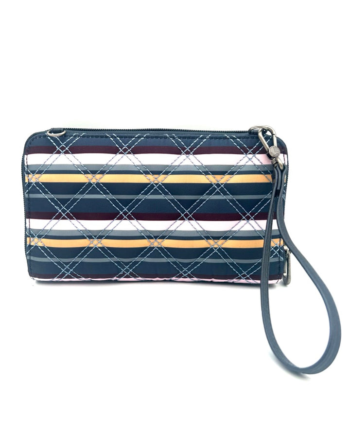 Blue Quilted Multicolor Crossbody Bag / Wristlet