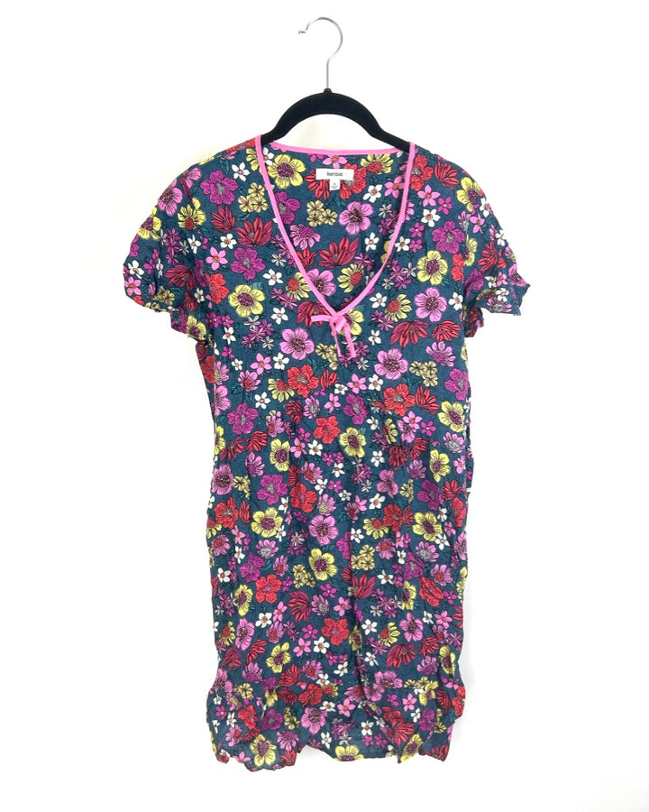 Blue And Pink Floral Nightgown - Size 2/4