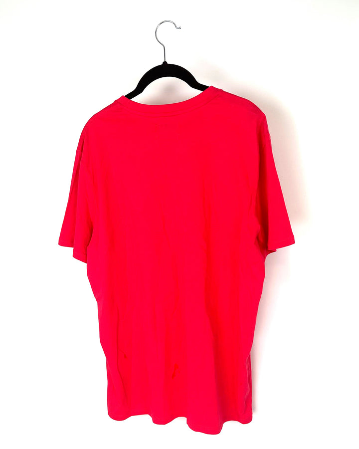 MENS Bright Salmon Pink T-Shirt - Medium