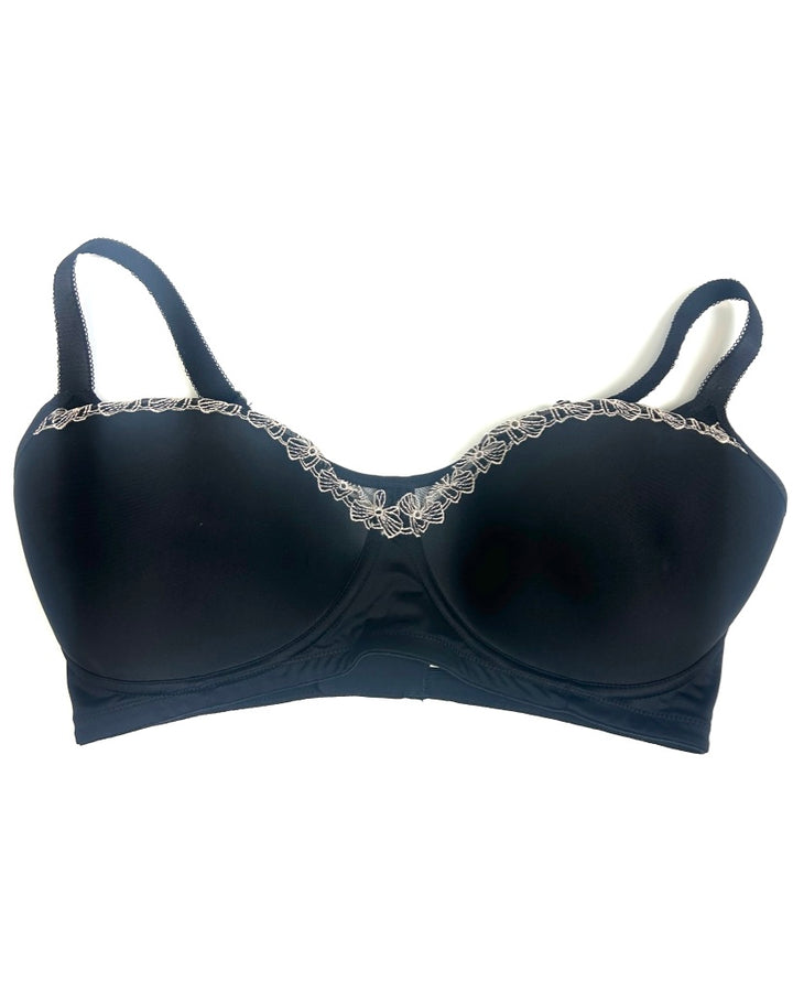 Black Floral Trim Bra - Size 40D