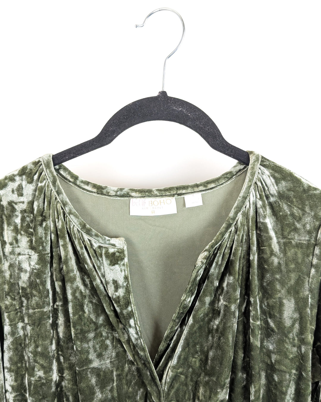 Green Crushed Velvet Long Dress - Size 6/8