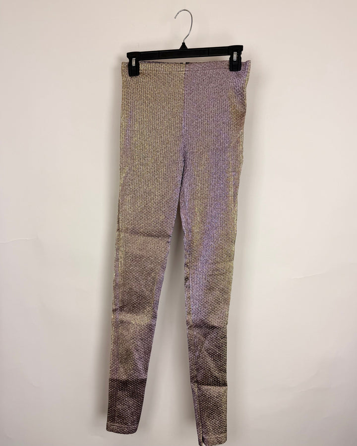 Silver Form- Fitting Sparkly Pants - Size 0/2
