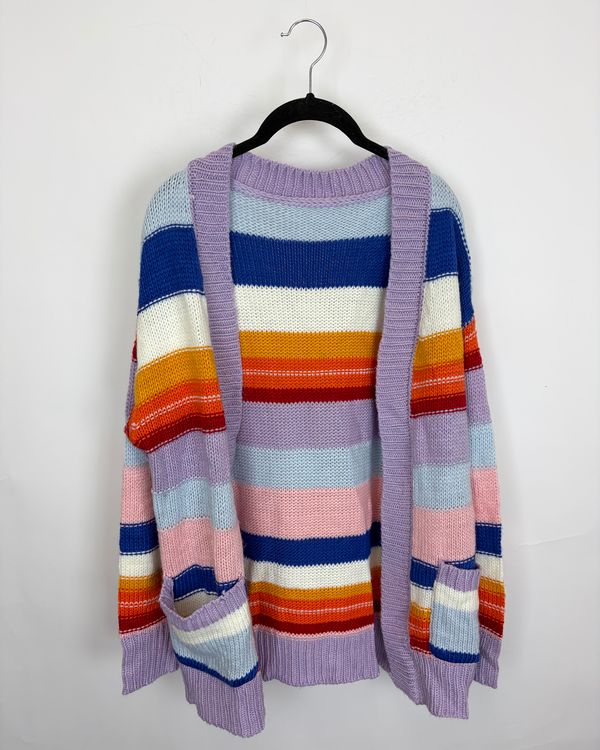 Rainbow Open Front Cardigan - Size 4/6