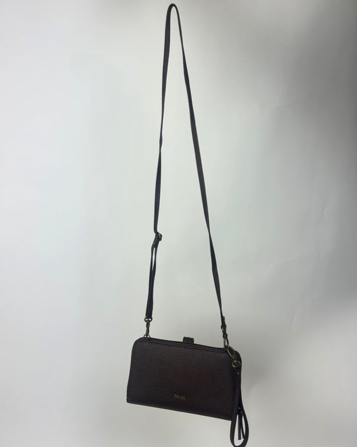 Brown Crochet Crossbody Bag / Wristlet