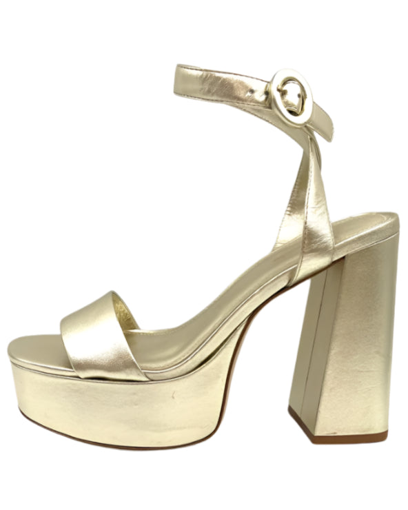 Gold Metallic Leather Platform Heels - Size 6.5, 7 and 8