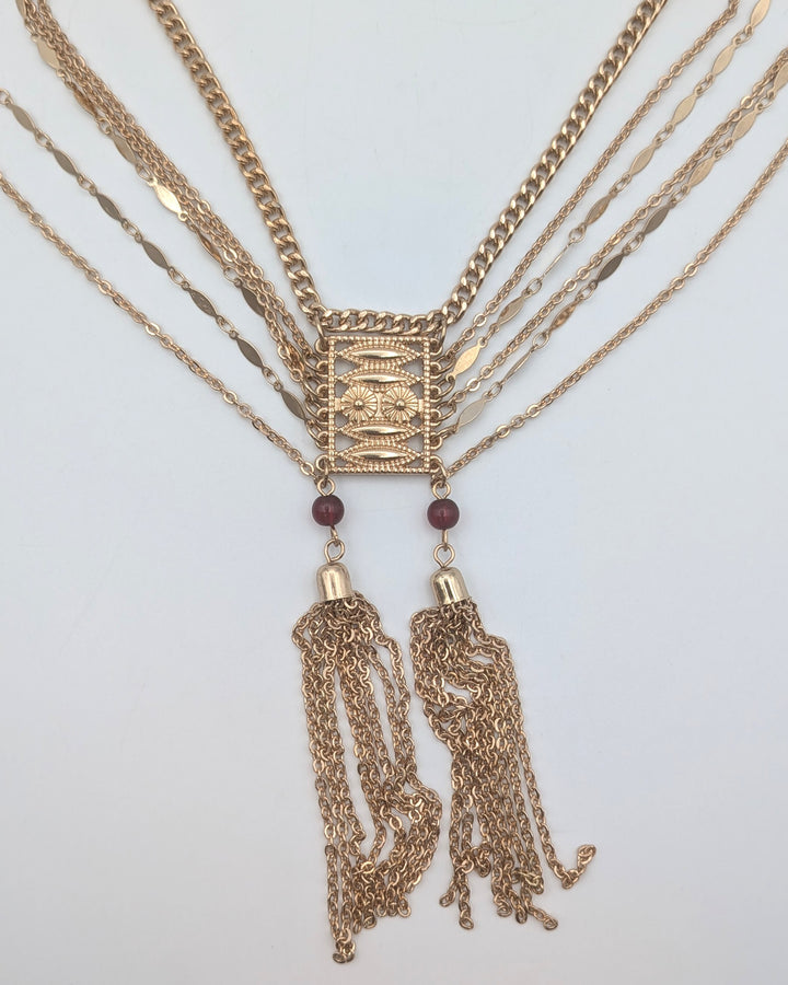 Gold Tassel Statement Necklace