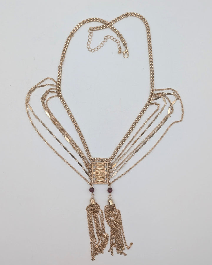 Gold Tassel Statement Necklace