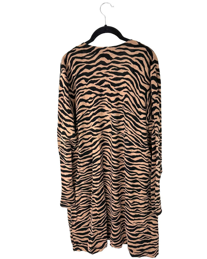 Tiger Print Cardigan Sweater - Size 14-16