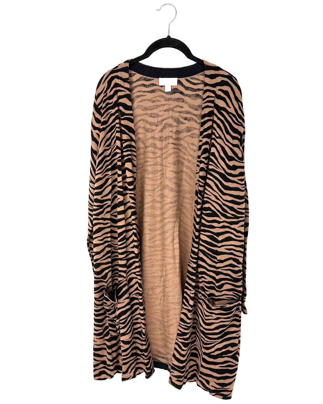 Tiger Print Cardigan Sweater - Size 14-16