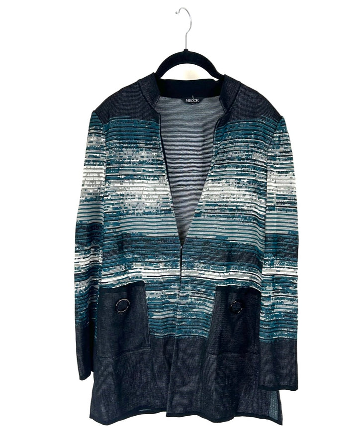 Black and Multicolor Pattern Jacket- Extra Small